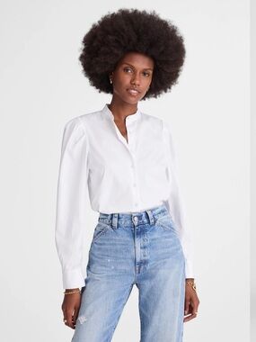 Madewell Puff-Sleeve Button-Up Shirt | Size Small | 100% Cotton | NWT